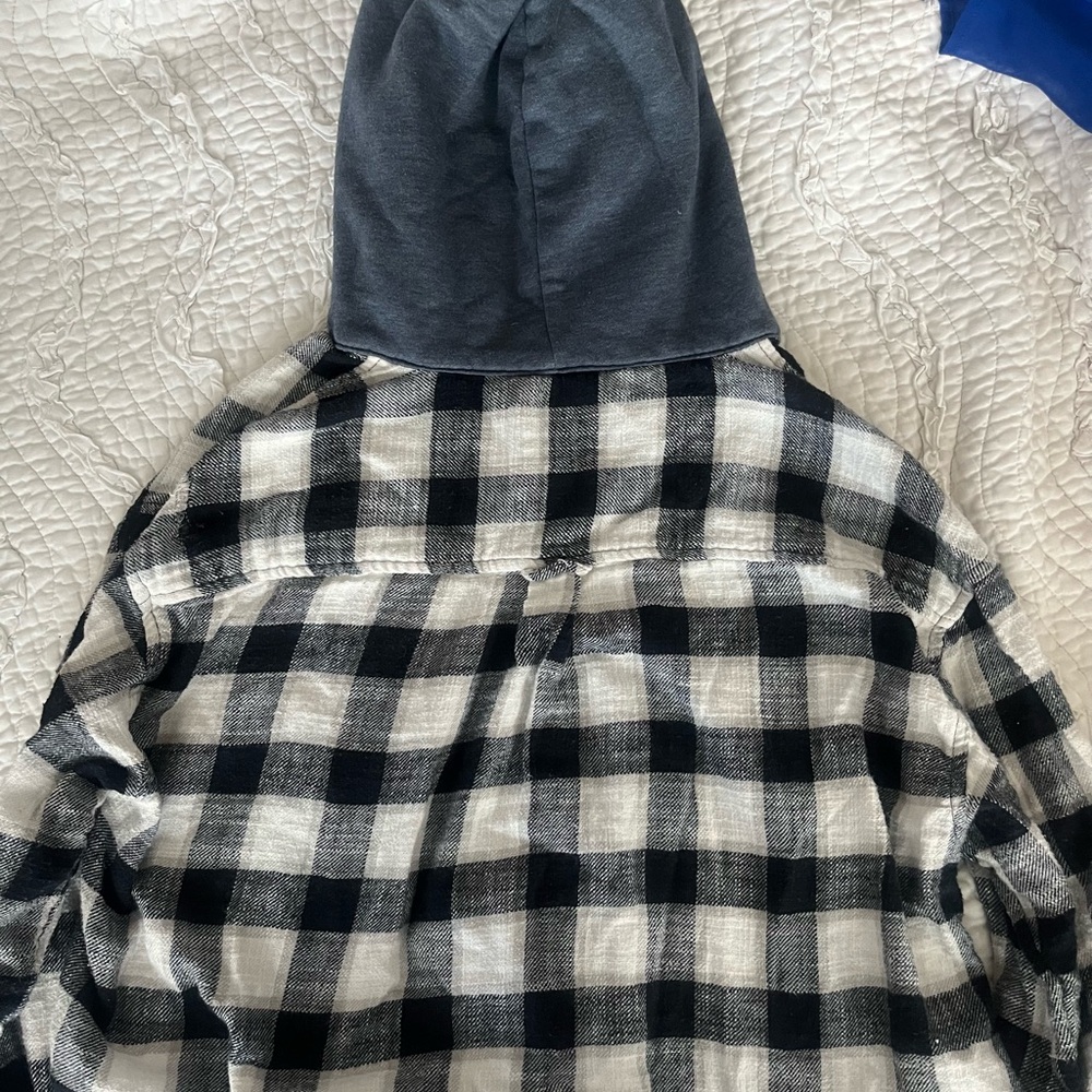 American Eagle Cropped Flannel Hoodie